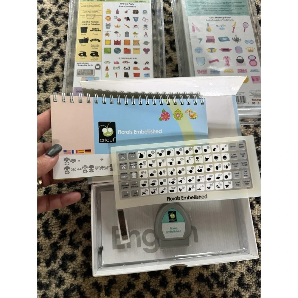 Lot 3 Cricut Cartridges Life's‎ A Party Girl's Makeup Party Florals Embellished